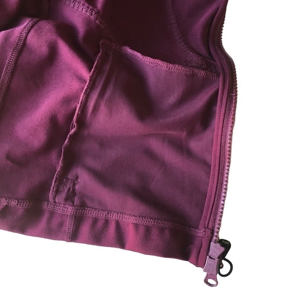 Zella Athletic Running Jacket Mock Neck Double Zip Maroon Medium - Picture 7 of 8
